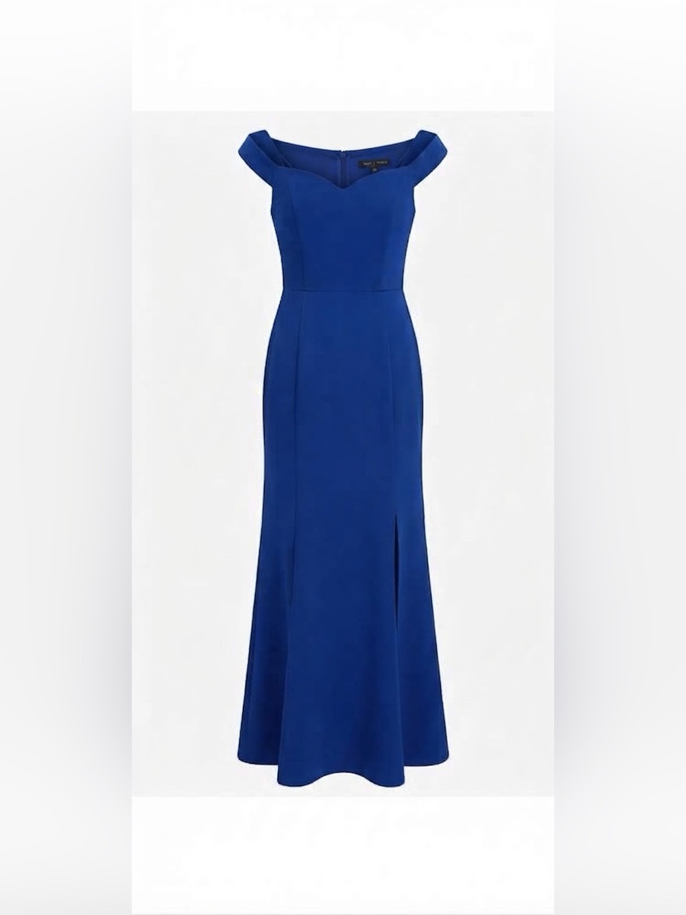 Hvit Vera Royal Blue Off Shoulder Slit Maxi Prom Evening Dress Size 4